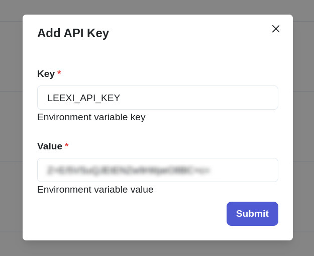 Create a Leexi API key and secret