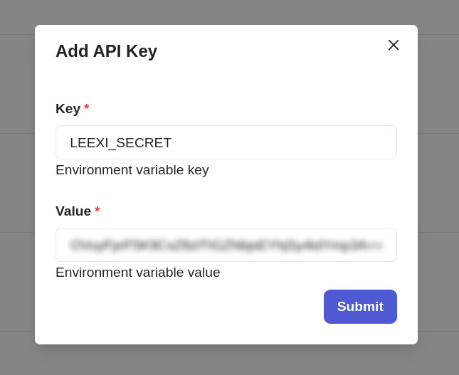 Create a Leexi API key and secret